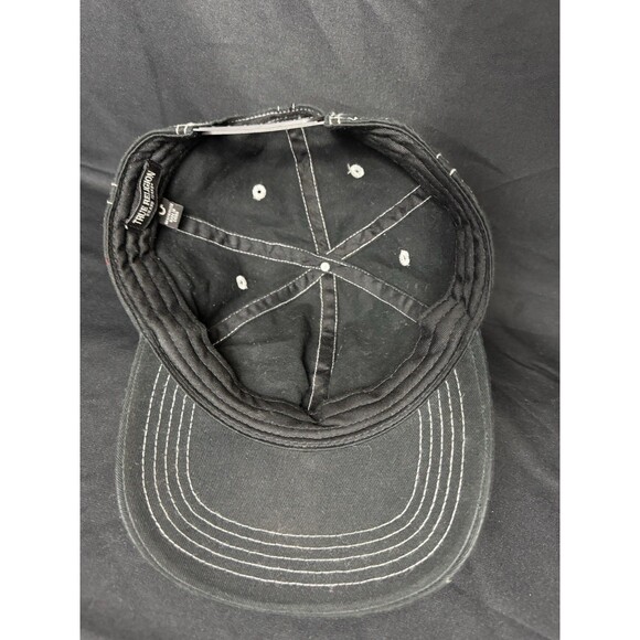 True Religion Embroidered Horseshoe Baseball Black Cap Hat Logo Spellout GUC - Picture 7 of 8